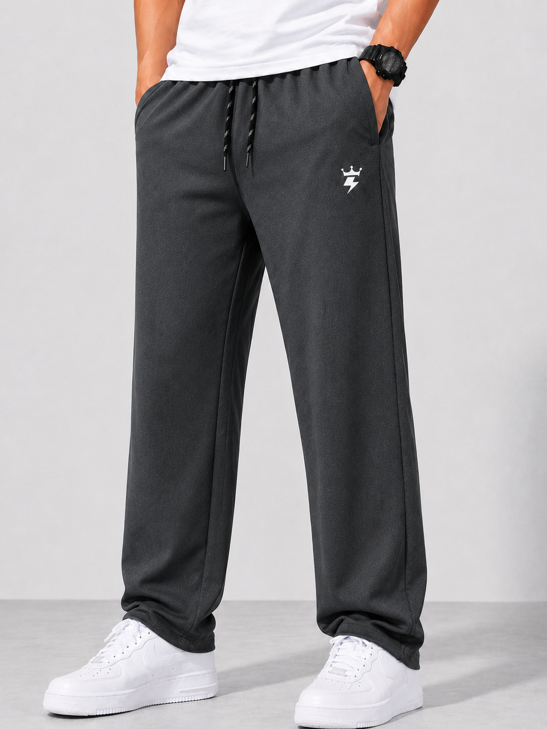 Swagzaar Men's Straight Fit Track Pant | Premium Stretch | Casual, Gym & Travel Wear - Dark Grey