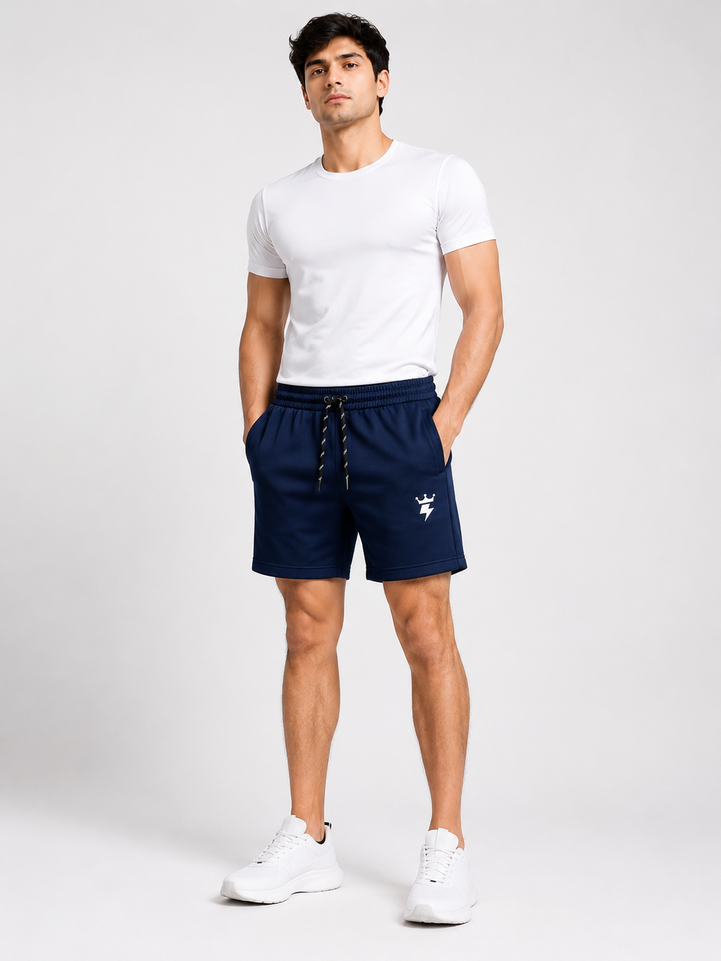 Swagzaar Dark Blue Lycra Stretchable Track Shorts for Men