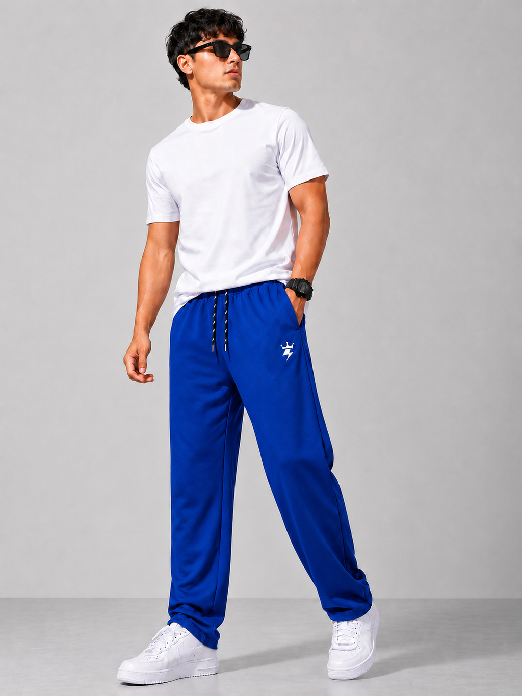 Swagzaar Men's Straight Fit Track Pant | Premium Stretch Fabric | Royal Blue