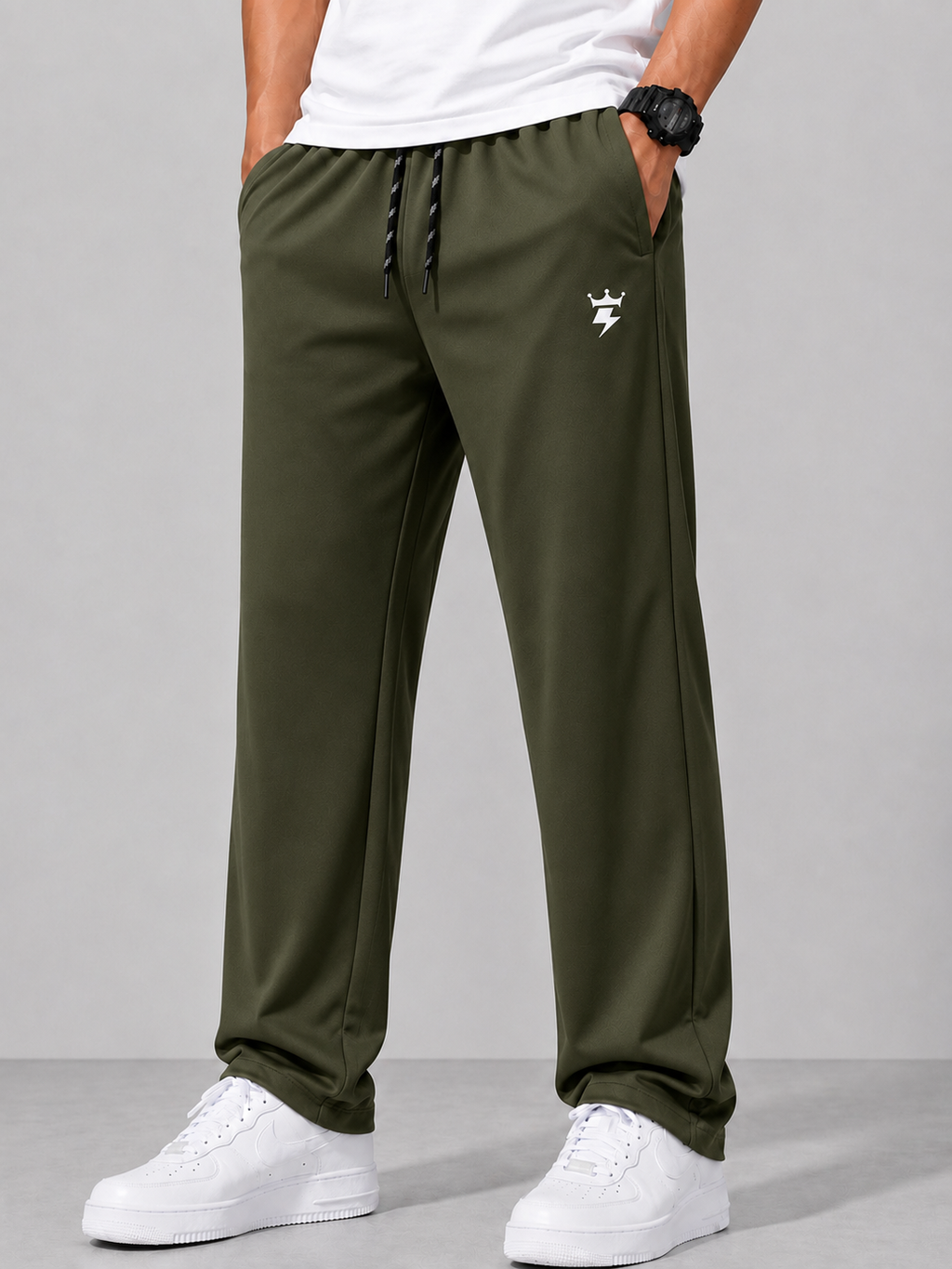 Swagzaar Men's Straight Fit Track Pant | Premium Stretch Fabric | Olive Green