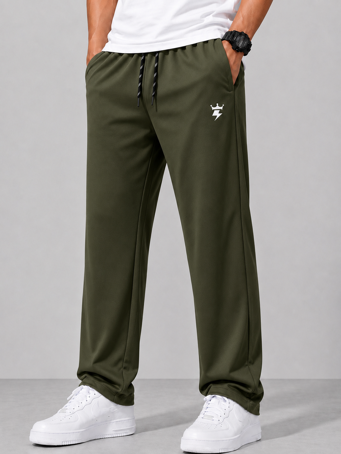 Swagzaar Men's Straight Fit Track Pant | Premium Stretch Fabric | Olive Green
