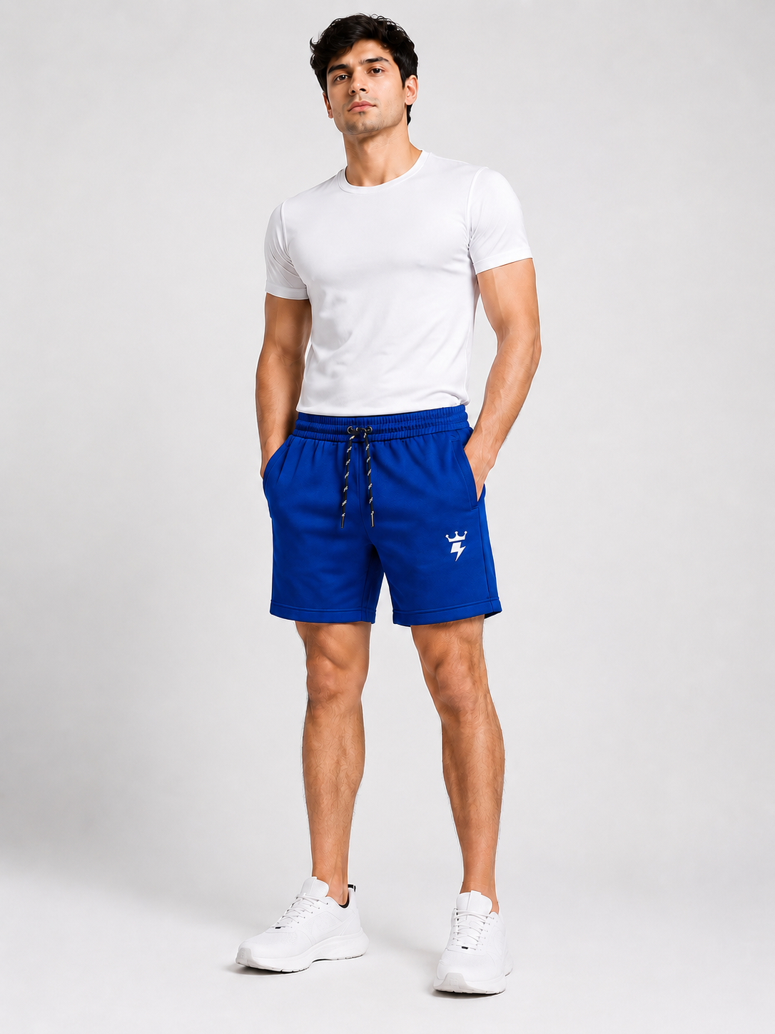 Swagzaar Royal Blue Lycra Stretchable Track Shorts for Men