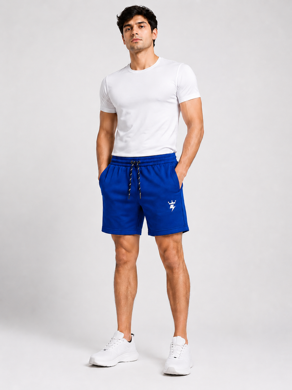 Swagzaar Royal Blue Lycra Stretchable Track Shorts for Men