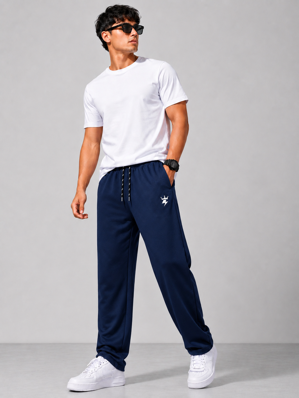 Swagzaar Men's Straight Fit Track Pant | Premium Stretch Fabric | Dark Blue