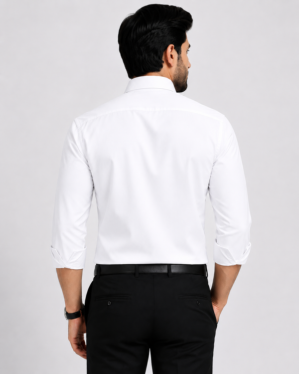 Men's Premium Cotton Oxford Button-Down Shirt | Comfort Fit | Full Sleeve | Casual & Formal Wear | White