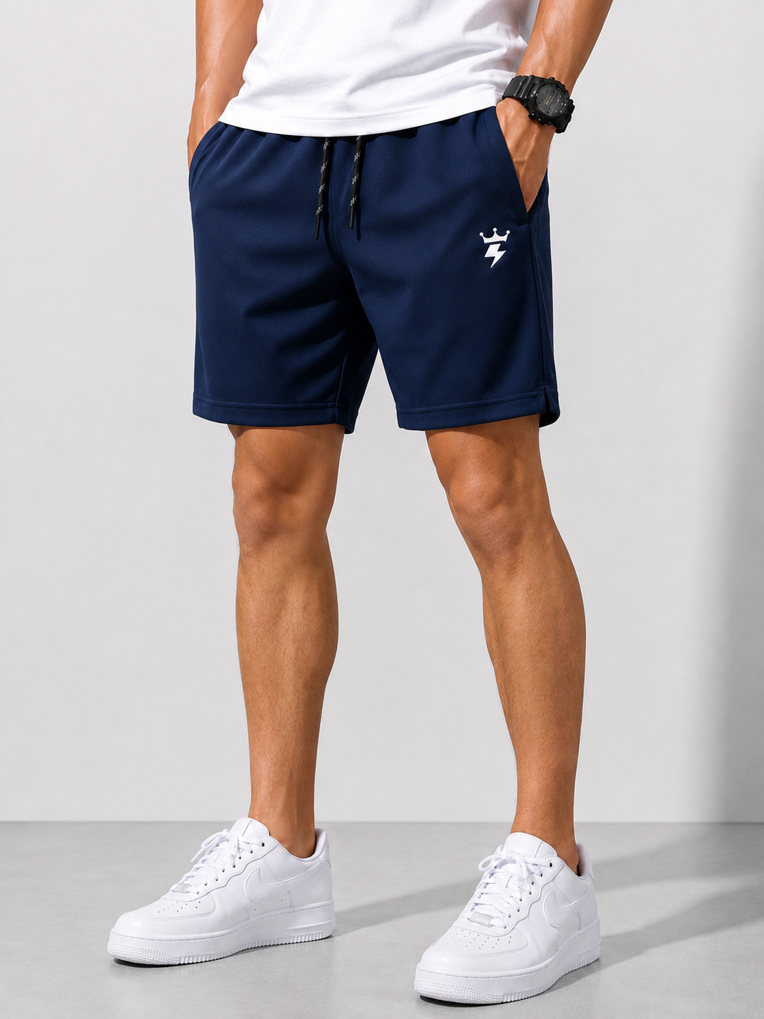 Swagzaar Dark Blue Lycra Stretchable Track Shorts for Men