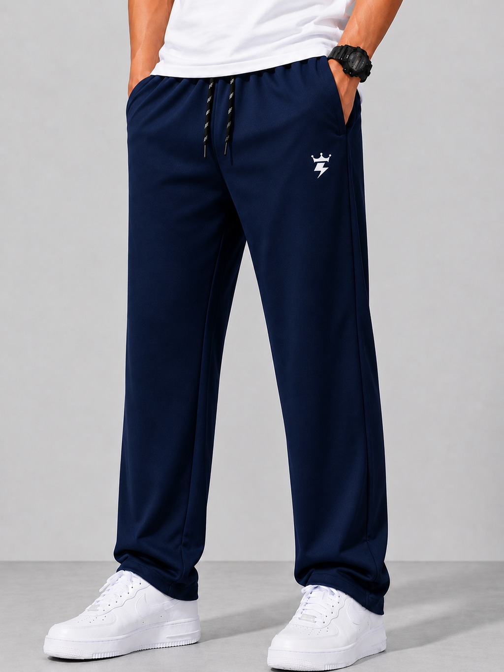 Swagzaar Men's Straight Fit Track Pant | Premium Stretch Fabric | Dark Blue