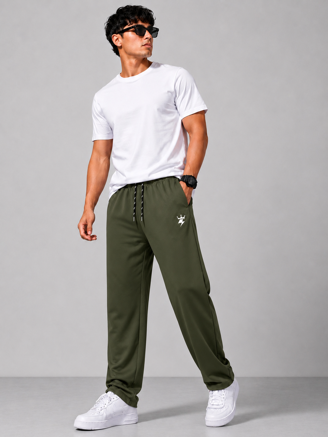 Swagzaar Men's Straight Fit Track Pant | Premium Stretch Fabric | Olive Green