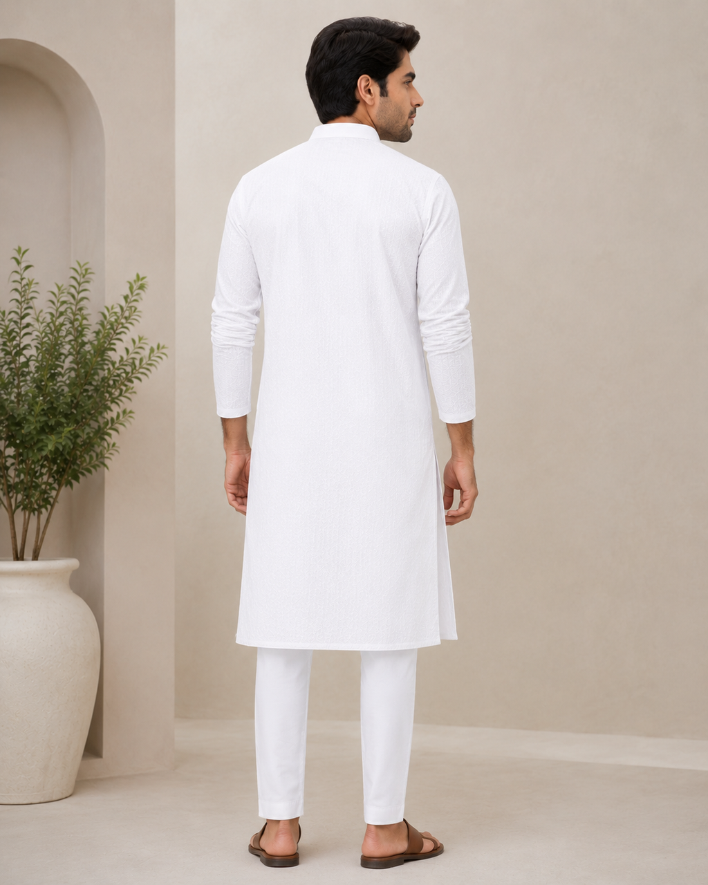 Premium White Cotton Blend Kurta for Men – Elegant Festive & Casual Wear