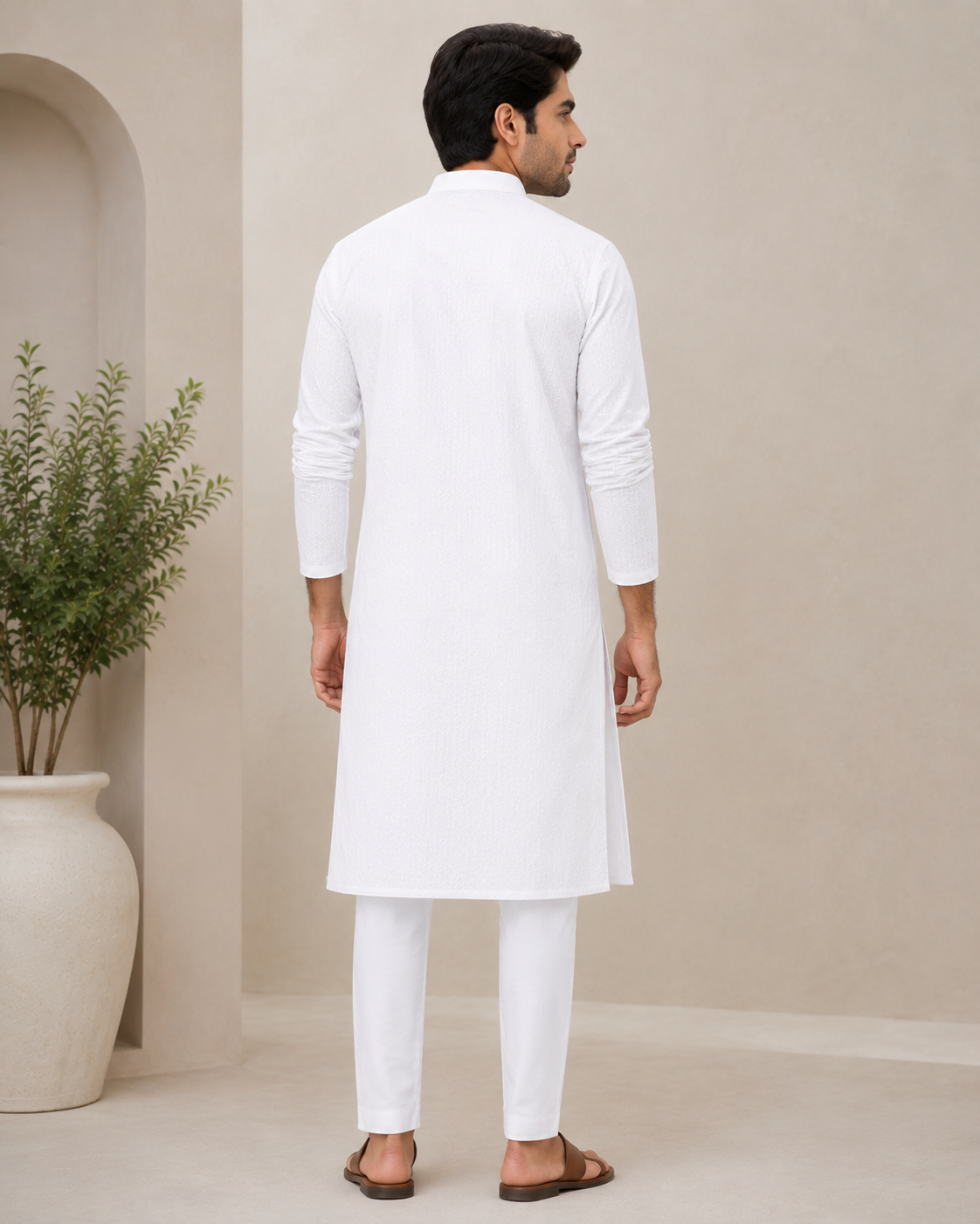 Premium White Cotton Blend Kurta for Men – Elegant Festive & Casual Wear