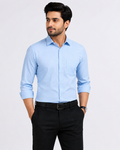 Men's Premium Cotton Oxford Button-Down Shirt | Comfort Fit | Full Sleeve | Casual & Formal Wear | Light Blue