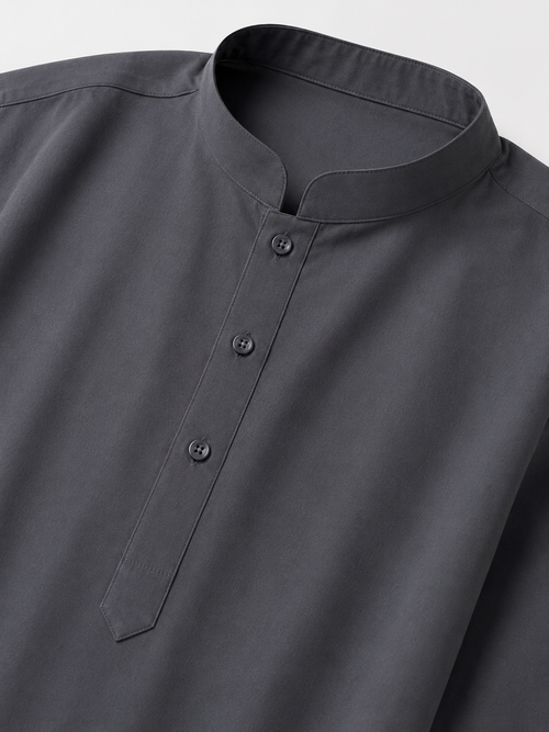 Premium Dark Grey Cotton Blend Kurta for Men – Elegant Festive & Casual Wear