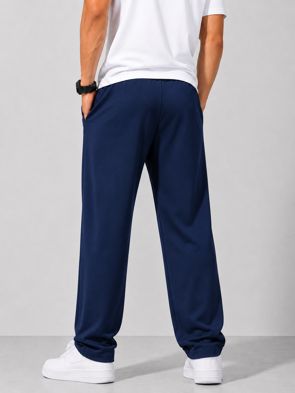 Swagzaar Men's Straight Fit Track Pant | Premium Stretch Fabric | Dark Blue