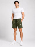 SWAGZAAR men's olive green lycra track shorts with premium stretchable fabric, regular fit, drawstring waist and zipper pockets, ideal for gym, running, sports, workouts and everyday casual wear.