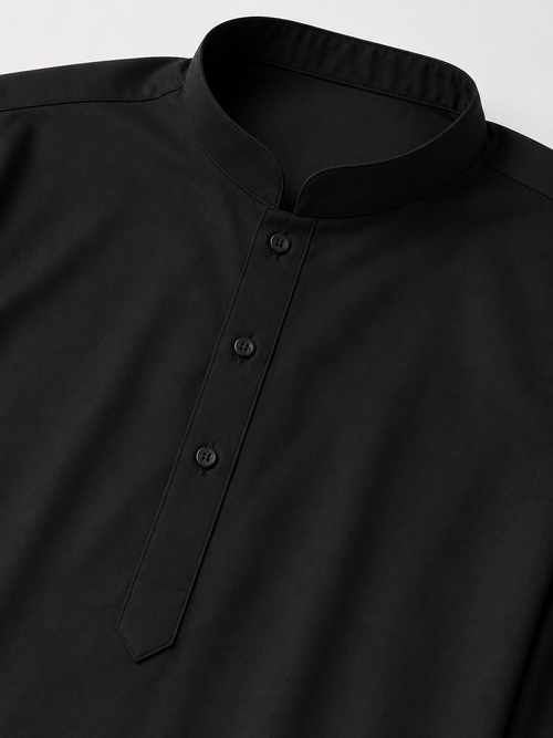Premium Black Cotton Blend Kurta for Men – Elegant Festive & Casual Wear