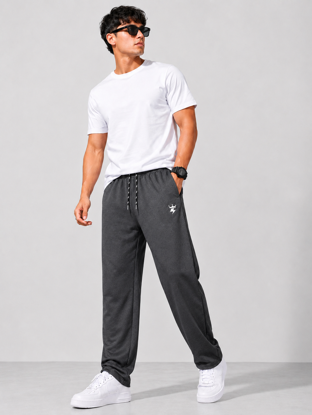 Swagzaar Men's Straight Fit Track Pant | Premium Stretch | Casual, Gym & Travel Wear - Dark Grey