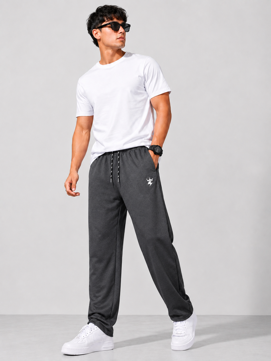 Swagzaar Men's Straight Fit Track Pant | Premium Stretch | Casual, Gym & Travel Wear - Dark Grey