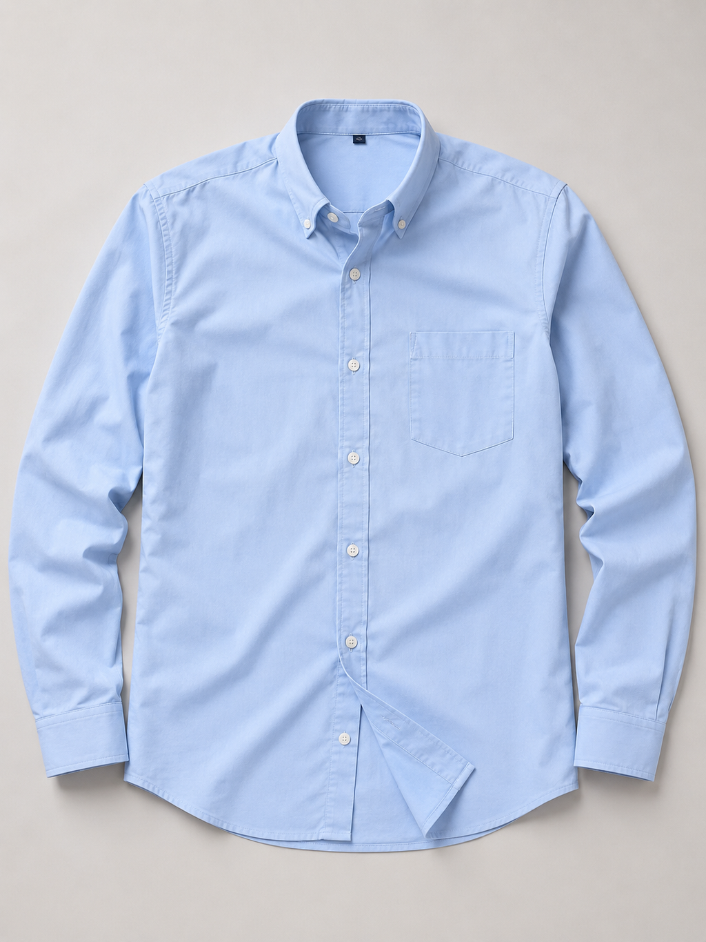 Men's Premium Cotton Oxford Button-Down Shirt | Comfort Fit | Full Sleeve | Casual & Formal Wear | Light Blue