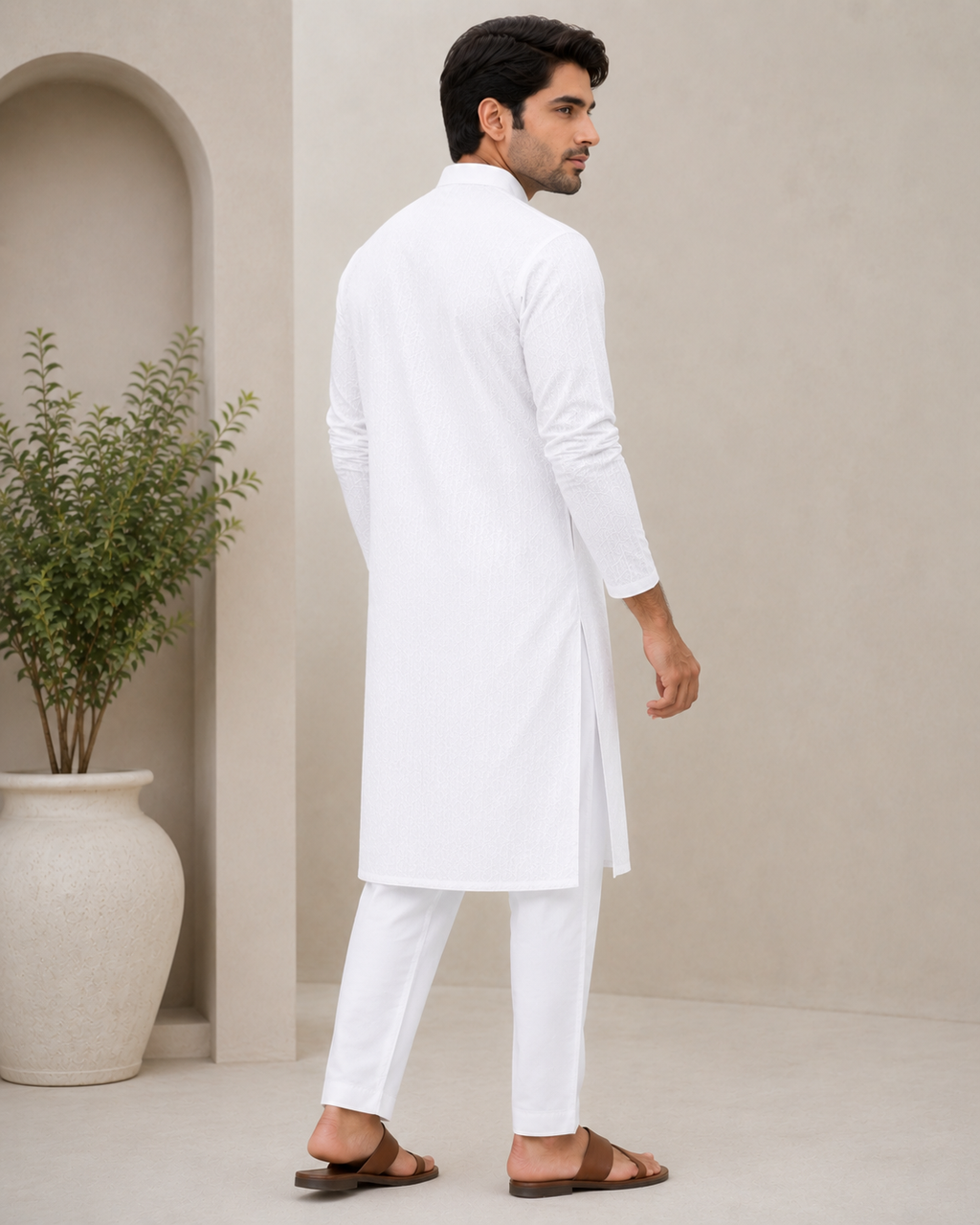 Premium White Cotton Blend Kurta for Men – Elegant Festive & Casual Wear