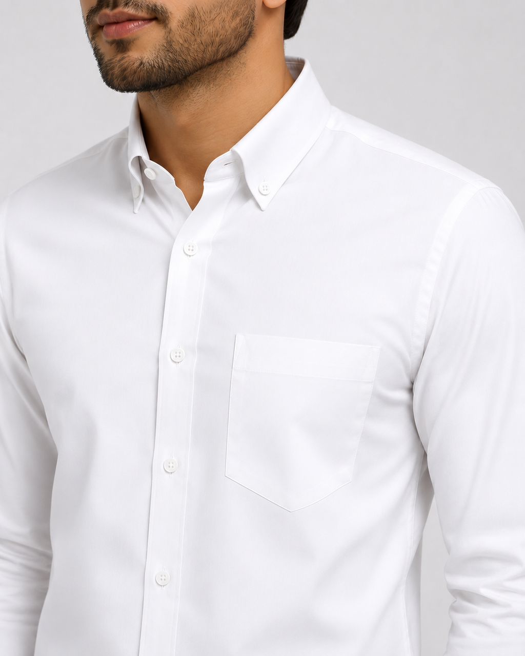 Men's Premium Cotton Oxford Button-Down Shirt | Comfort Fit | Full Sleeve | Casual & Formal Wear | White