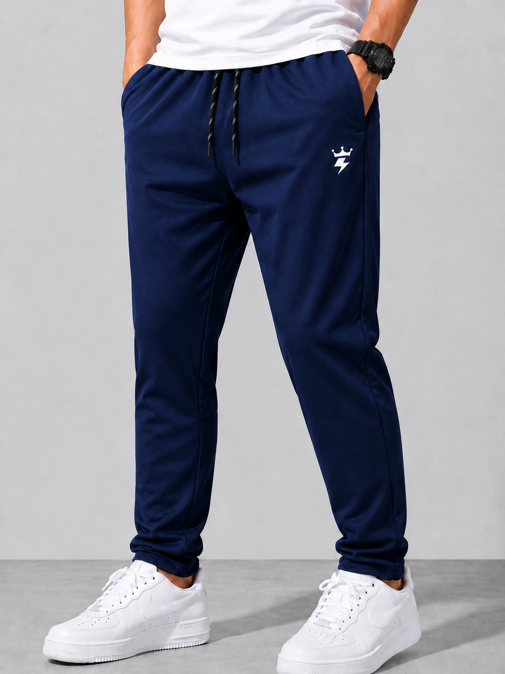 SWAGZAAR Men's Lycra Track Pants – Drak Blue
