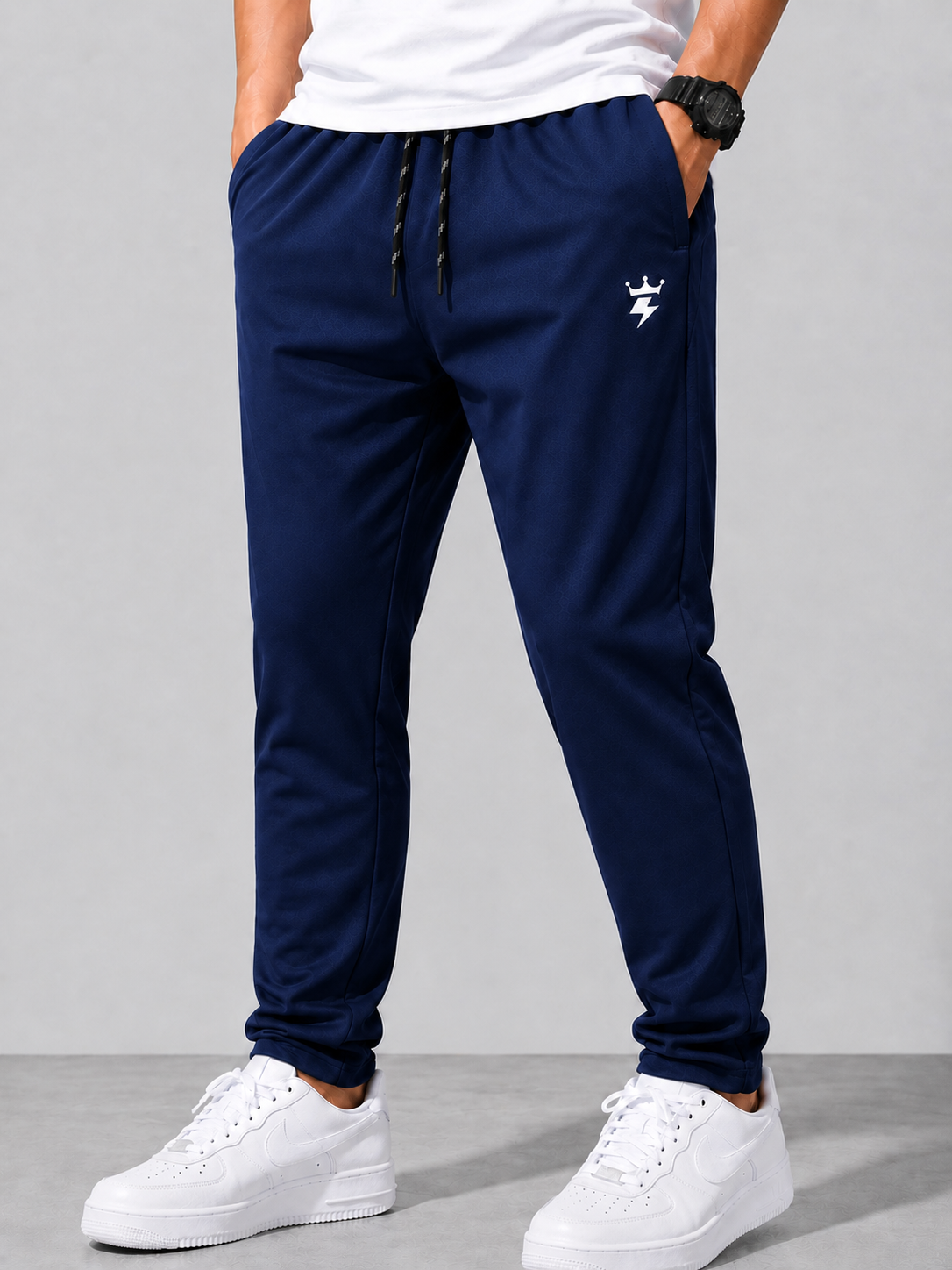 SWAGZAAR Men's Lycra Track Pants – Drak Blue