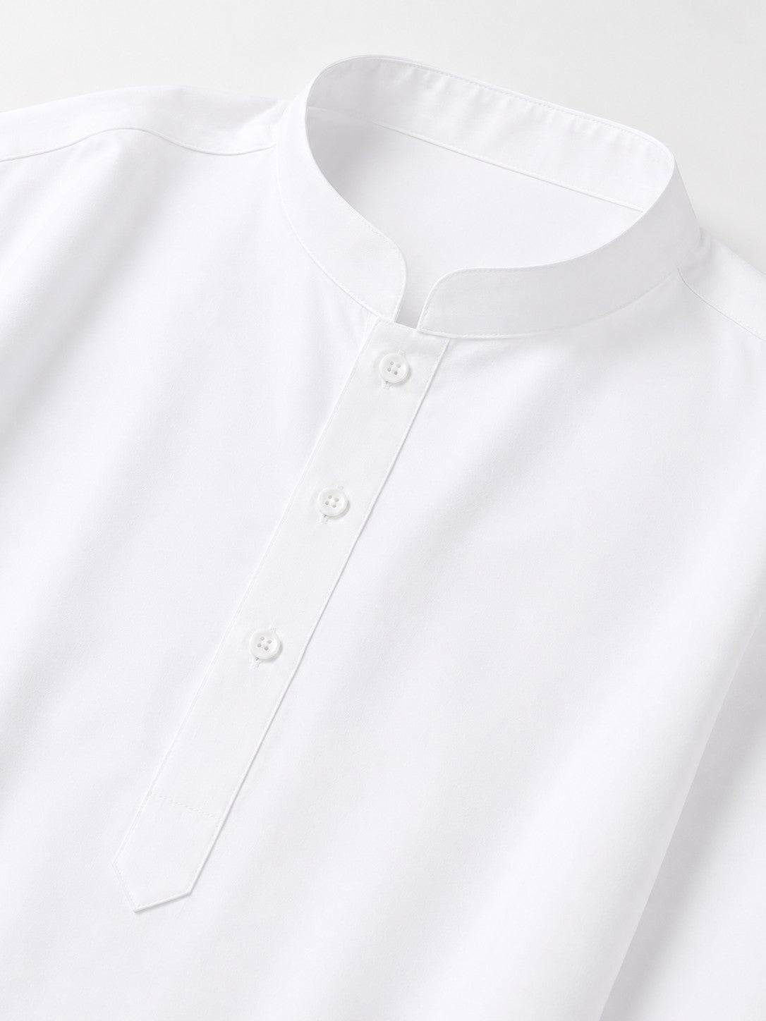 swagzaar white long kurta tunic shirt with a mandarin collar and button-down placket